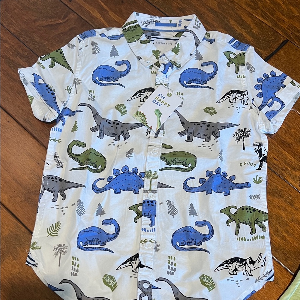 Cactus boys shirt new with tag size 7 dinosaur theme